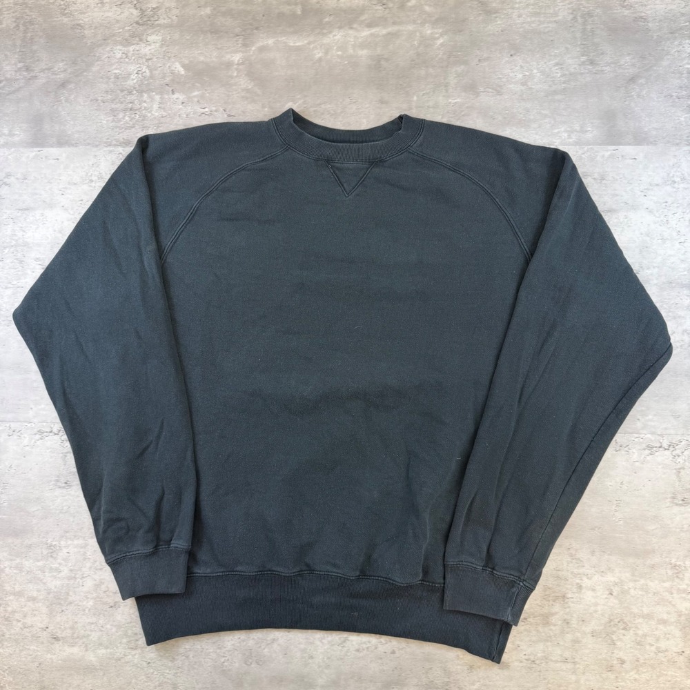 Vintage Gap Crewneck Sweatshirt Mens Large Faded Black Raglan V-Stitch Cotton